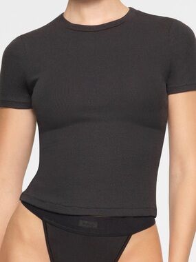 Skims Cotton Ribbed Shirt - Soot